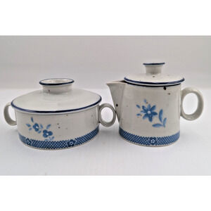 Vintage Dansk Blue Floral Creamer and Sugar Set Refsgaard Denmark